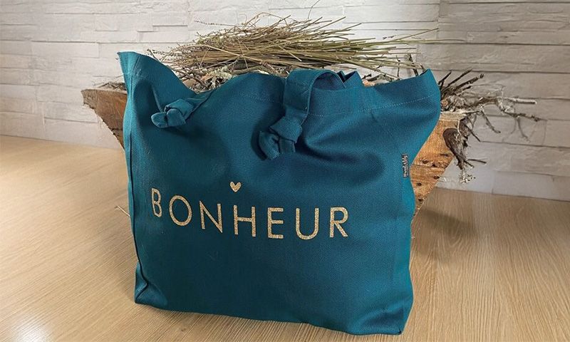 Sac cabas "Bonheur" - bleu paon